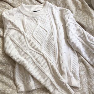 Quince 100% cotton cropped cable crew sweater